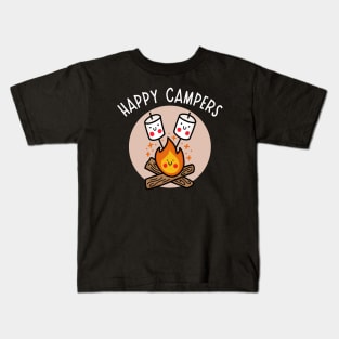 Kawaii Campfire with Happy Marshmallows (dark) Kids T-Shirt